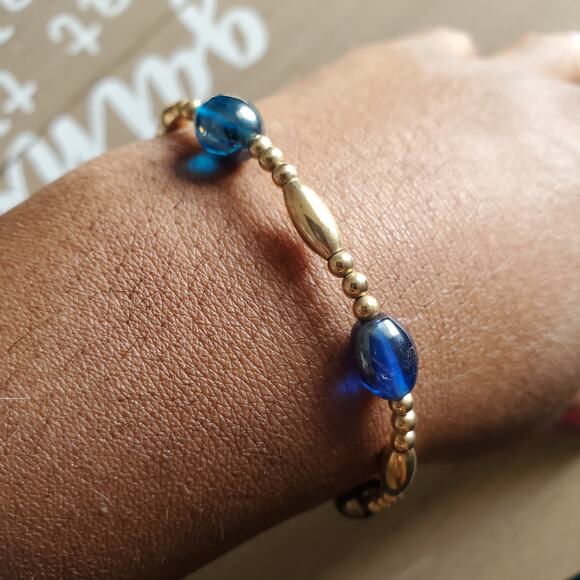 14KGF Gold Beaded Bracelet Lobster Clasp - Picture 1 of 5